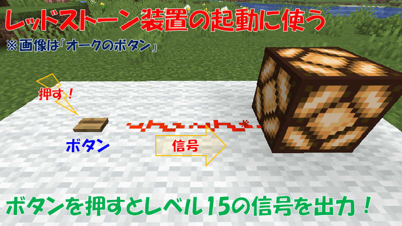 ボタンをレッドストーン装置の起動に使う