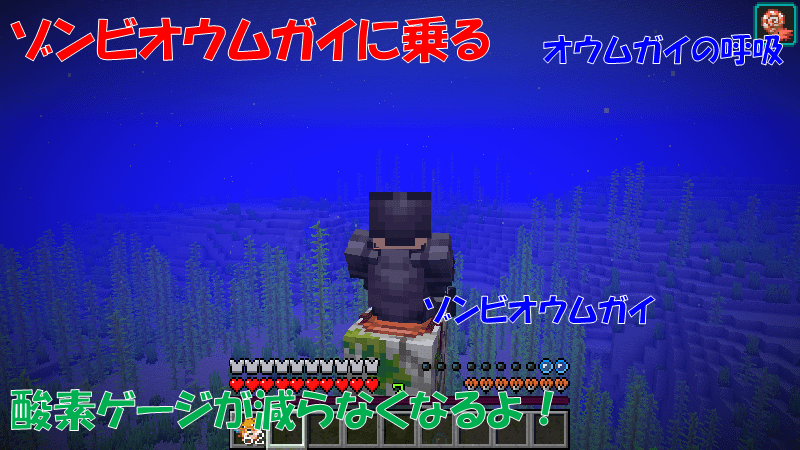 ゾンビオウムガイに乗る