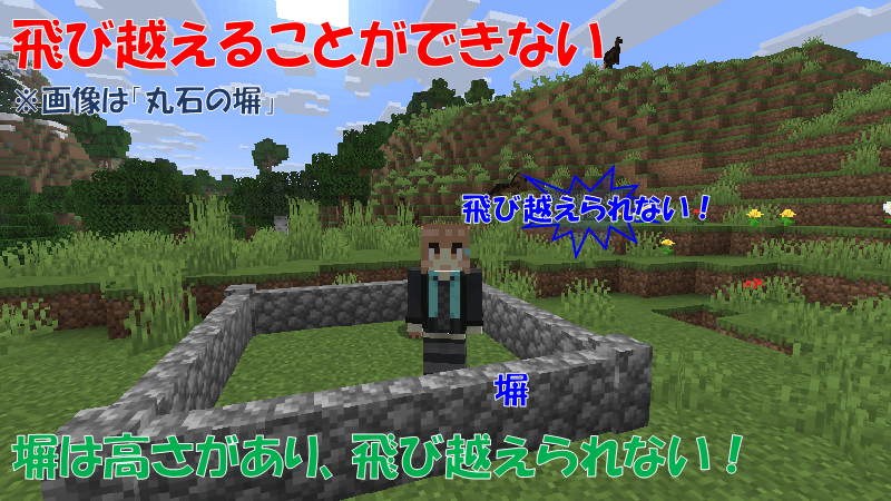 塀を飛び越えることができない